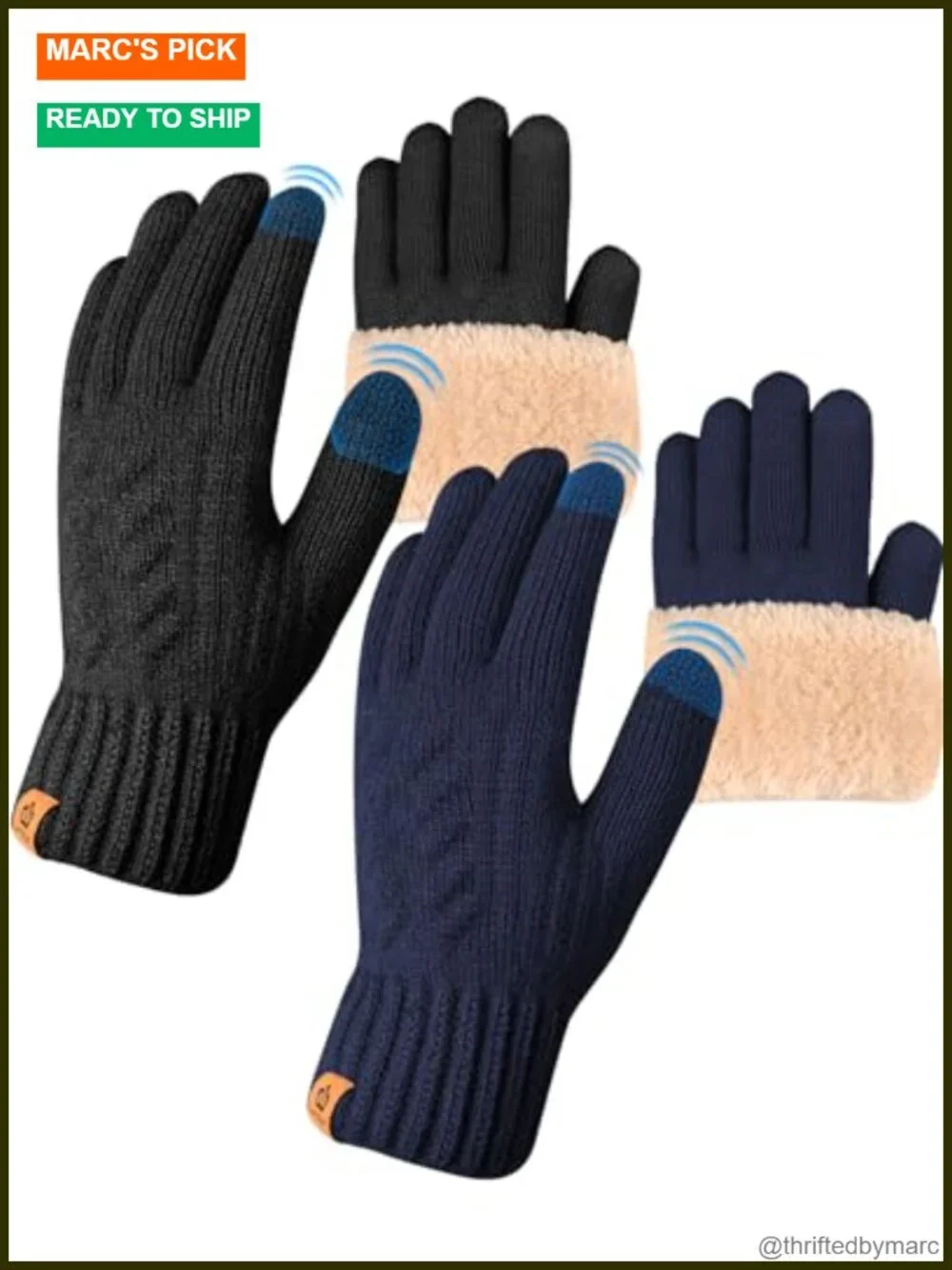 Touch Screen Thermal Gloves with Fleece Lining for Running Cycling
